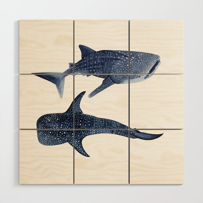 TWO WHALE SHARK Wood Wall Art Gallery Image 1