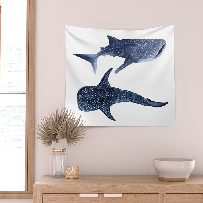 TWO WHALE SHARK Wall Tapestry Gallery Image 2