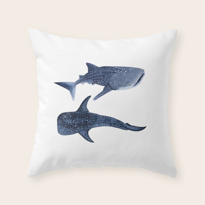 TWO WHALE SHARK Throw Pillow Gallery Image 6
