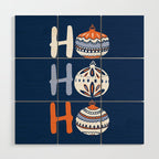 HoHoHo Cheerful little Christmas Illustration blue Wood Wall Art Gallery Image 1