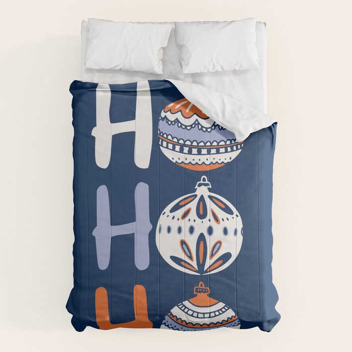 HoHoHo Cheerful little Christmas Illustration blue Comforter Gallery Image 6