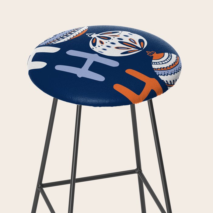 HoHoHo Cheerful little Christmas Illustration blue Stool Gallery Image 2