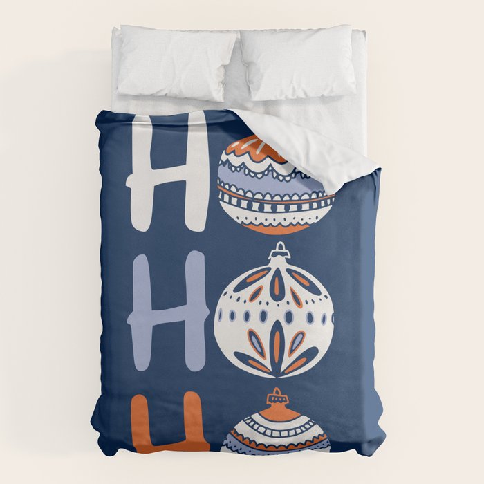 HoHoHo Cheerful little Christmas Illustration blue Duvet Cover Gallery Image 1