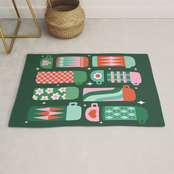 Retro Christmas Coffee Thermoses - Green Rug Gallery Image 1