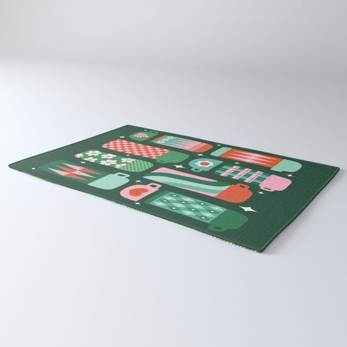 Retro Christmas Coffee Thermoses - Green Rug Gallery Image 3