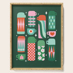 Retro Christmas Coffee Thermoses - Green Serving Tray Gallery Image 1