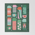 Retro Christmas Coffee Thermoses - Green Throw Blanket Gallery Image 2