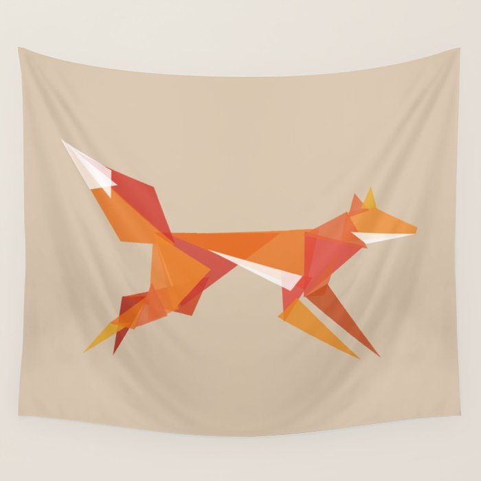 Fractal geometric fox Wall Tapestry Gallery Image 4