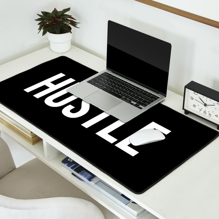 HUSTLE (Black & White) Desk Mat Gallery Image 2