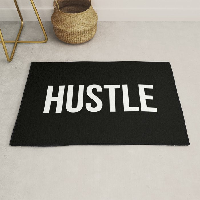 HUSTLE (Black & White) Rug Gallery Image 1