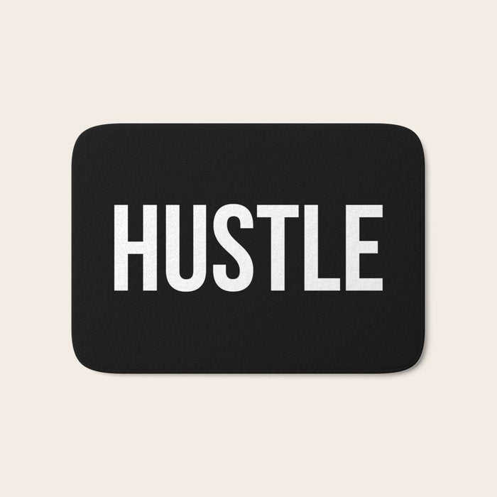 HUSTLE (Black & White) Bath Mat Gallery Image 1