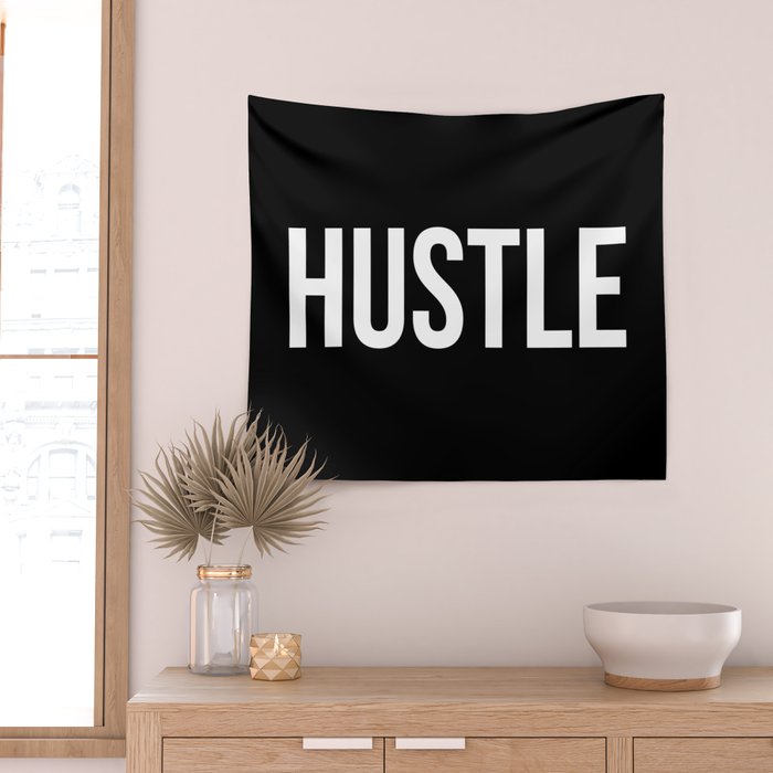 HUSTLE (Black & White) Wall Tapestry Gallery Image 2