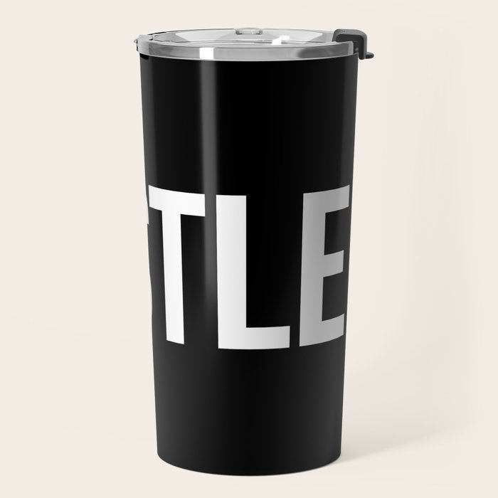 HUSTLE (Black & White) Travel Mug Gallery Image 2