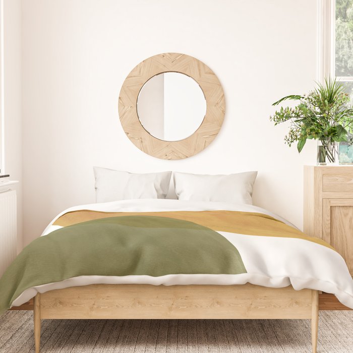 Olive green and mustard shapes Duvet Cover Gallery Image 3