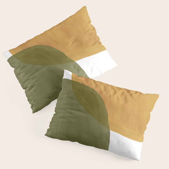 Olive green and mustard shapes Pillow Sham Gallery Image 1