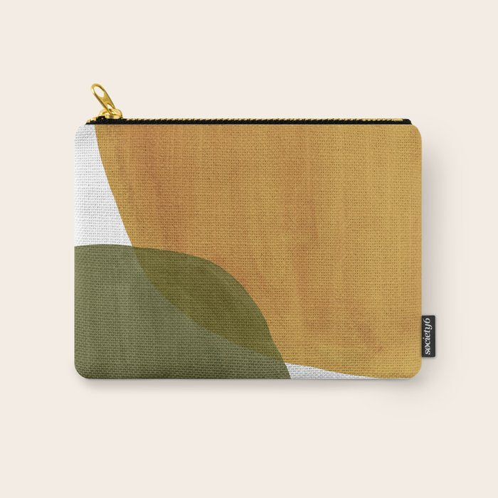 Olive green and mustard shapes Carry All Pouch Gallery Image 1