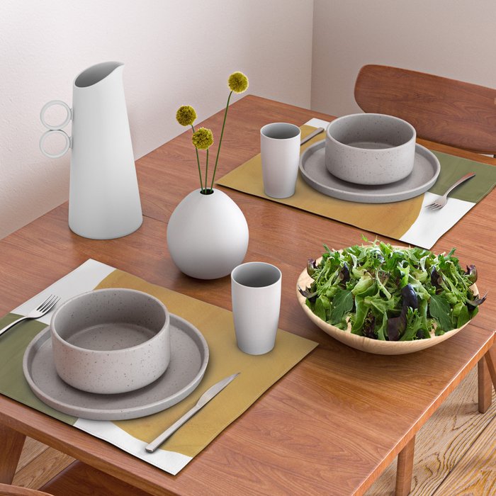 Olive green and mustard shapes Placemat Gallery Image 2