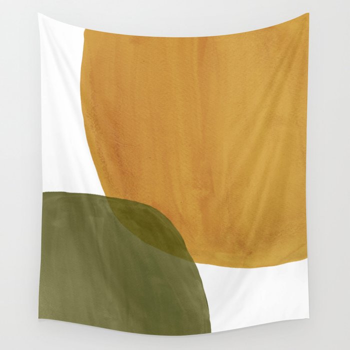 Olive green and mustard shapes Wall Tapestry Gallery Image 4