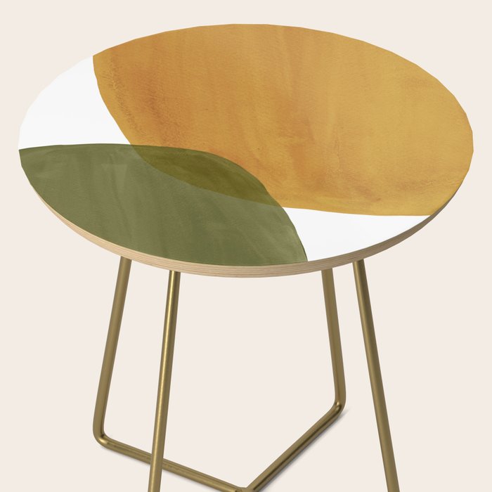 Olive green and mustard shapes Side Table Gallery Image 2