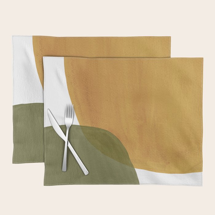 Olive green and mustard shapes Placemat Gallery Image 1