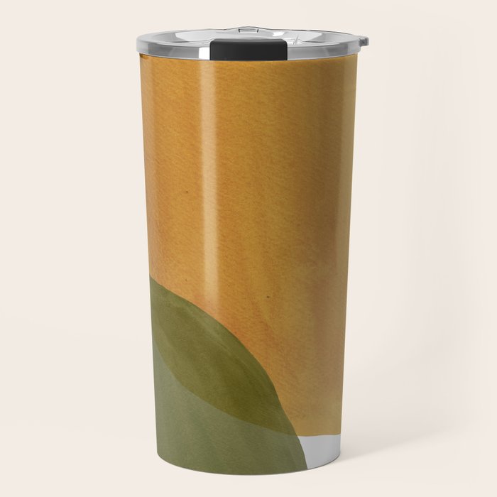 Olive green and mustard shapes Travel Mug Gallery Image 1