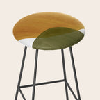Olive green and mustard shapes Stool Gallery Image 2