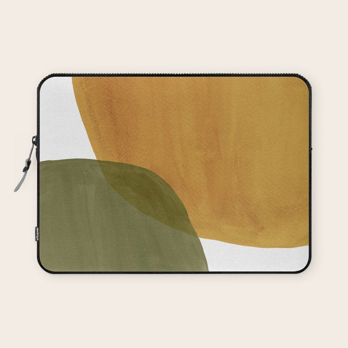 Olive green and mustard shapes Laptop Sleeve Gallery Image 1