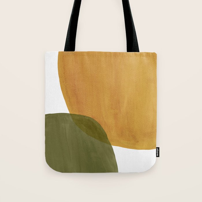 Olive green and mustard shapes Tote Bag Gallery Image 1