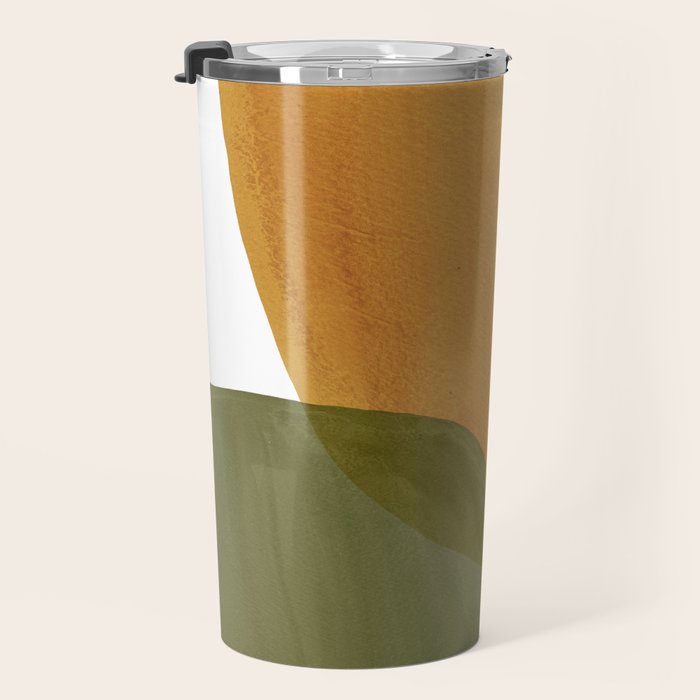 Olive green and mustard shapes Travel Mug Gallery Image 3