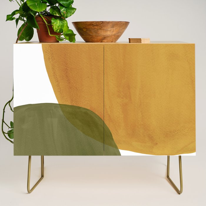 Olive green and mustard shapes Credenza Gallery Image 1