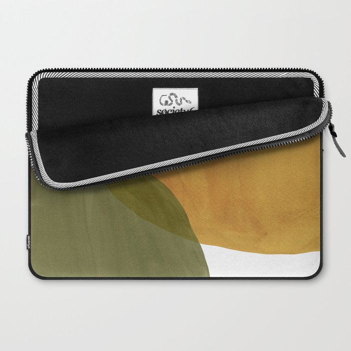 Olive green and mustard shapes Laptop Sleeve Gallery Image 2