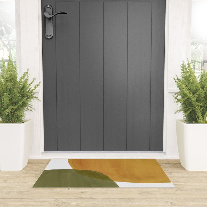 Olive green and mustard shapes Welcome Mat Gallery Image 3