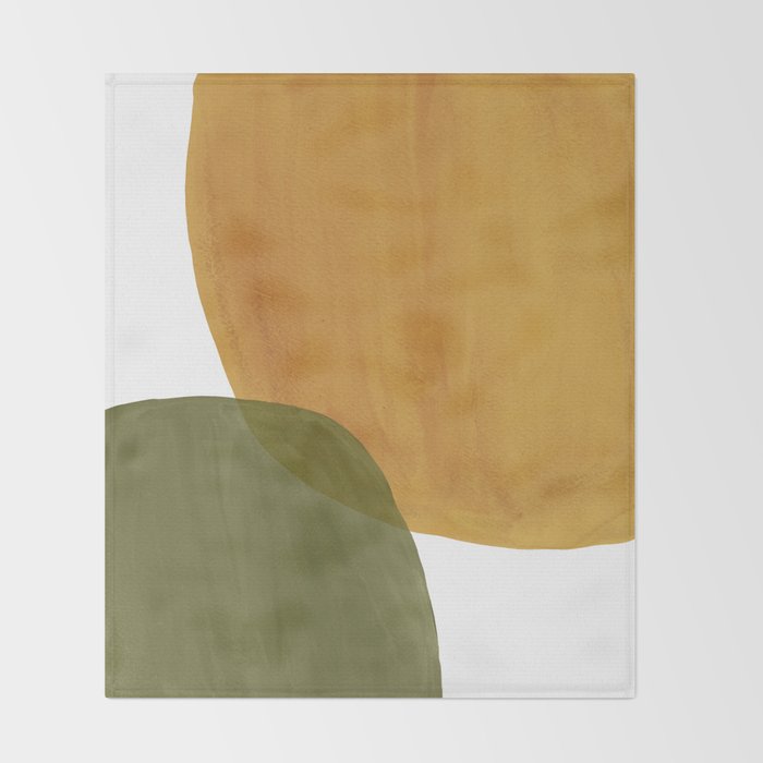 Olive green and mustard shapes Throw Blanket Gallery Image 2