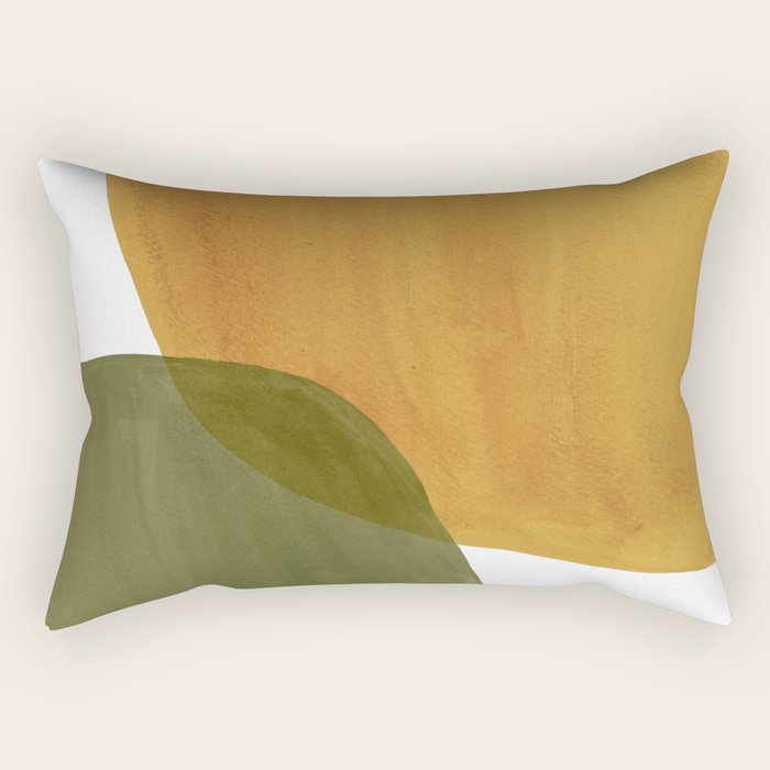 Olive green and mustard shapes Rectangular Pillow