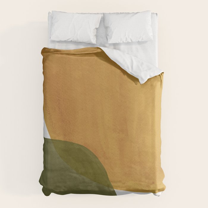 Olive green and mustard shapes Duvet Cover Gallery Image 6