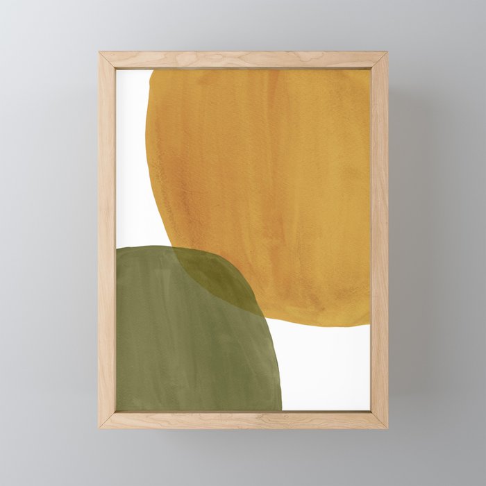 Olive green and mustard shapes Mini Art Print Gallery Image 1