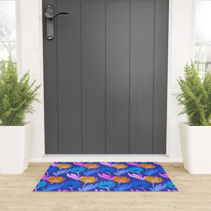 Rainbow Wildflower Floral Pattern Welcome Mat Gallery Image 3