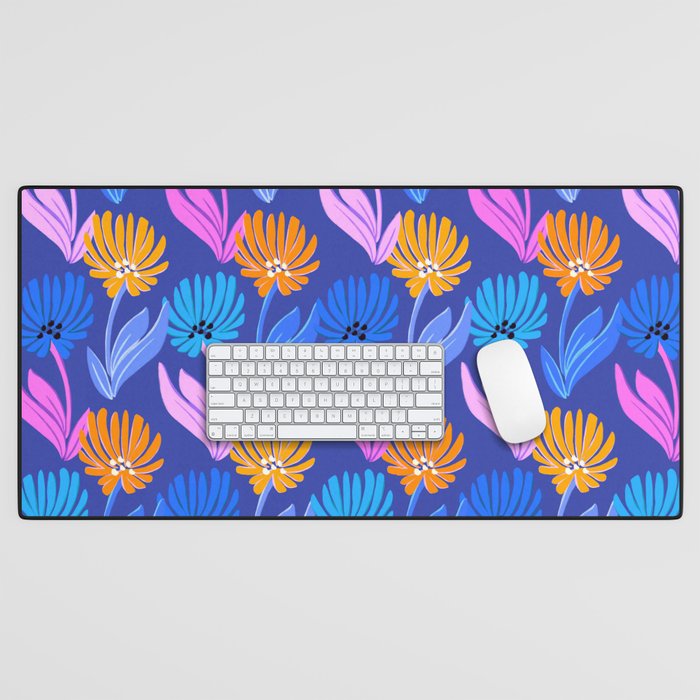 Rainbow Wildflower Floral Pattern Desk Mat Gallery Image 1