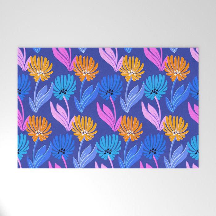 Rainbow Wildflower Floral Pattern Welcome Mat Gallery Image 1
