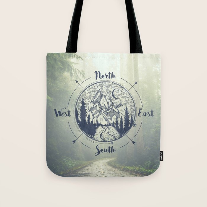 Compass Mountain Road Trip Tote Bag Gallery Image 1