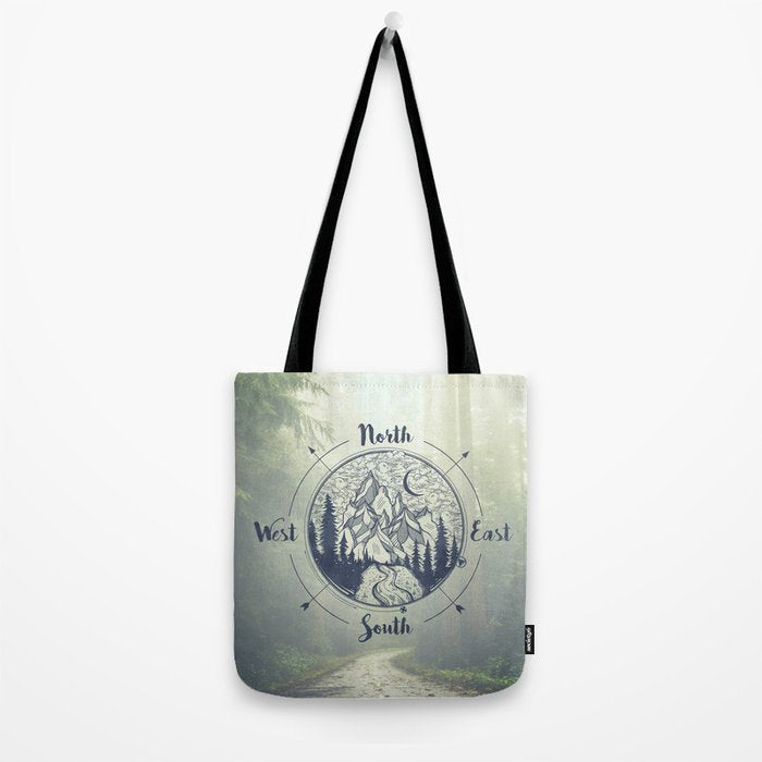 Compass Mountain Road Trip Tote Bag Gallery Image 2