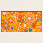 Yellow Retro Garden Flowers Vintage 60s 70s Aesthetic Floral Pattern Desk Mat Gallery Image 3