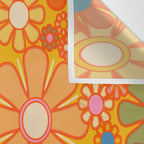 Yellow Retro Garden Flowers Vintage 60s 70s Aesthetic Floral Pattern Wall Tapestry Gallery Image 3