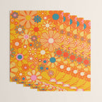 Yellow Retro Garden Flowers Vintage 60s 70s Aesthetic Floral Pattern Wrapping Paper Gallery Image 3