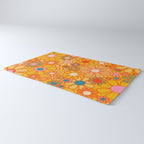 Yellow Retro Garden Flowers Vintage 60s 70s Aesthetic Floral Pattern Rug Gallery Image 3