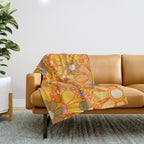 Yellow Retro Garden Flowers Vintage 60s 70s Aesthetic Floral Pattern Throw Blanket Gallery Image 1