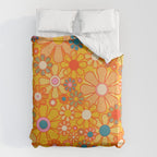 Yellow Retro Garden Flowers Vintage 60s 70s Aesthetic Floral Pattern Duvet Cover Gallery Image 6