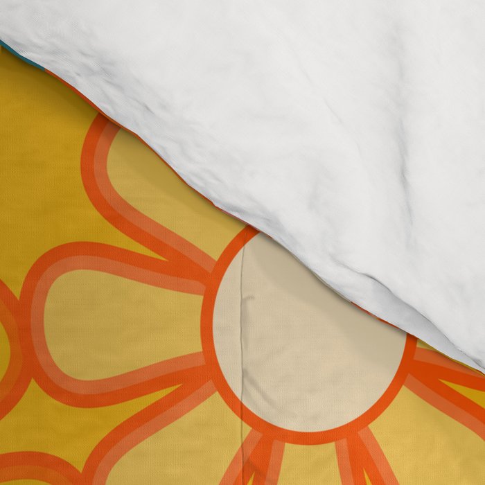 Yellow Retro Garden Flowers Vintage 60s 70s Aesthetic Floral Pattern Comforter Gallery Image 4