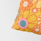 Yellow Retro Garden Flowers Vintage 60s 70s Aesthetic Floral Pattern Pillow Sham Gallery Image 4