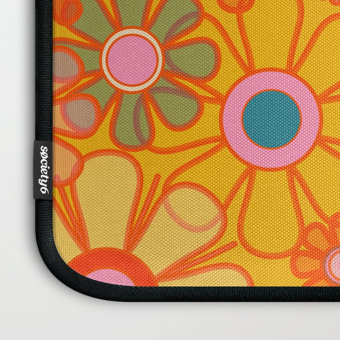 Yellow Retro Garden Flowers Vintage 60s 70s Aesthetic Floral Pattern Laptop Sleeve Gallery Image 3